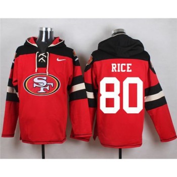 49ers #80 Jerry Rice Red Player Pullover NFL Hoodie 49ers #80 Jerry Rice Red Player Pullover NFL Hoodie