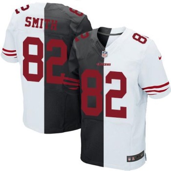 49ers #82 Torrey Smith Black/White Men's Stitched NFL Elite Split Jersey 49ers #82 Torrey Smith Black/White Men's Stitched NFL Elite Split Jersey