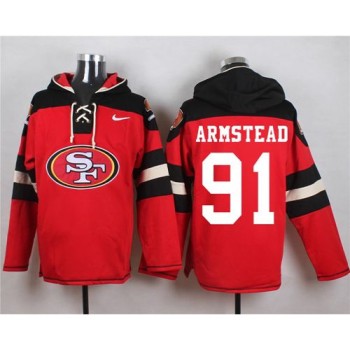 49ers #91 Arik Armstead Red Player Pullover NFL Hoodie 49ers #91 Arik Armstead Red Player Pullover NFL Hoodie