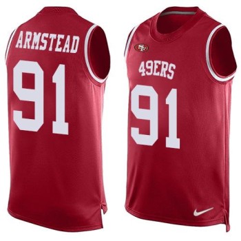 49ers #91 Arik Armstead Red Team Color Men's Stitched NFL Limited Tank Top Jersey 49ers #91 Arik Armstead Red Team Color Men's Stitched NFL Limited Tank Top Jersey