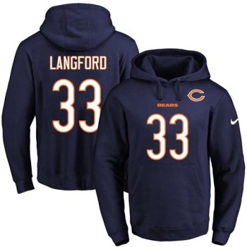 Bears #33 Jeremy Langford Navy Blue Name & Number Pullover NFL Hoodie