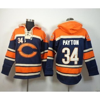 Bears #34 Walter Payton Navy Blue Sawyer Hoodie Sweatshirt NFL Hoodie