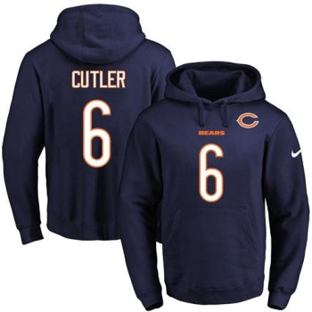 Bears #6 Jay Cutler Navy Blue Name & Number Pullover NFL Hoodie