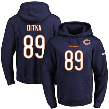 Bears #89 Mike Ditka Navy Blue Name & Number Pullover NFL Hoodie