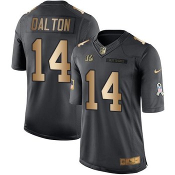 Bengals #14 Andy Dalton Black Men's Stitched NFL Limited Gold Salute To Service Jersey Bengals #14 Andy Dalton Black Men's Stitched NFL Limited Gold Salute To Service Jersey