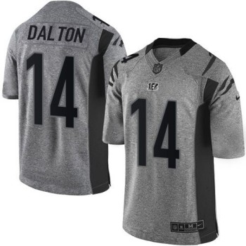 Bengals #14 Andy Dalton Gray Men's Stitched NFL Limited Gridiron Gray Jersey