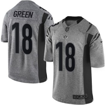 Bengals #18 A.J. Green Gray Men's Stitched NFL Limited Gridiron Gray Jersey