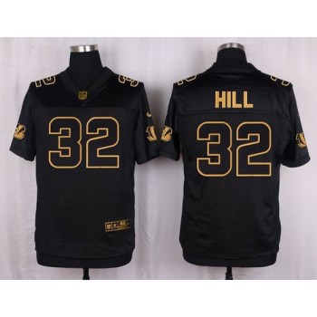 Bengals #32 Jeremy Hill Black Men's Stitched NFL Elite Pro Line Gold Collection Jersey