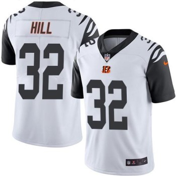 Bengals #32 Jeremy Hill White Men's Stitched NFL Limited Rush Jersey