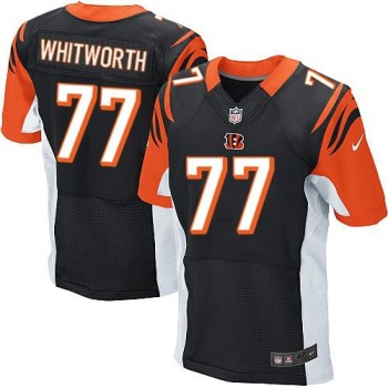 Bengals #77 Andrew Whitworth Black Team Color Men's Stitched NFL Elite Jersey