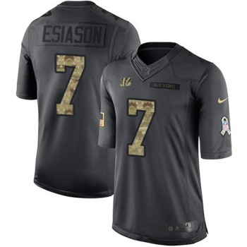 Bengals #7 Boomer Esiason Black Men's Stitched NFL Limited 2016 Salute to Service Jersey