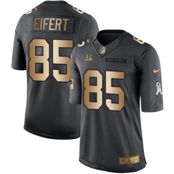 Bengals #85 Tyler Eifert Black Men's Stitched NFL Limited Gold Salute To Service Jersey