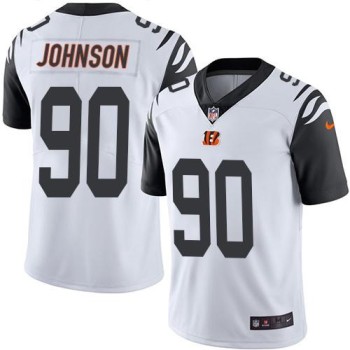 Bengals #90 Michael Johnson White Men's Stitched NFL Limited Rush Jersey