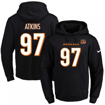 Bengals #97 Geno Atkins Black Name & Number Pullover NFL Hoodie Bengals #97 Geno Atkins Black Name & Number Pullover NFL Hoodie