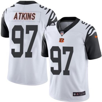Bengals #97 Geno Atkins White Men's Stitched NFL Limited Rush Jersey