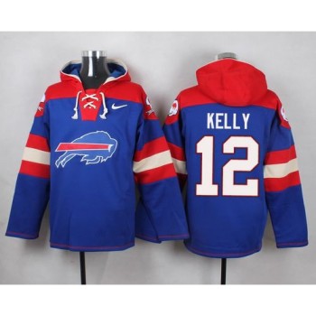 Bills #12 Jim Kelly Royal Blue Player Pullover NFL Hoodie Bills #12 Jim Kelly Royal Blue Player Pullover NFL Hoodie