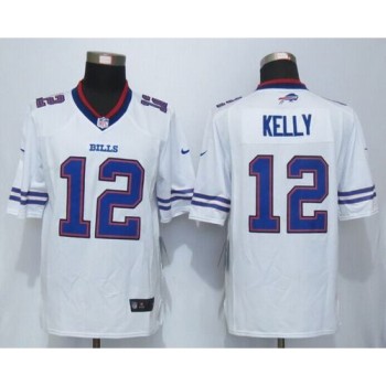 Bills #12 Jim Kelly White Men's Stitched NFL Limited Jersey