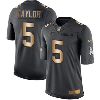 Bills #5 Tyrod Taylor Black Men's Stitched NFL Limited Gold Salute To Service Jersey Bills #5 Tyrod Taylor Black Men's Stitched NFL Limited Gold Salute To Service Jersey