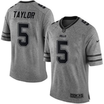 Bills #5 Tyrod Taylor Gray Men's Stitched NFL Limited Gridiron Gray Jersey