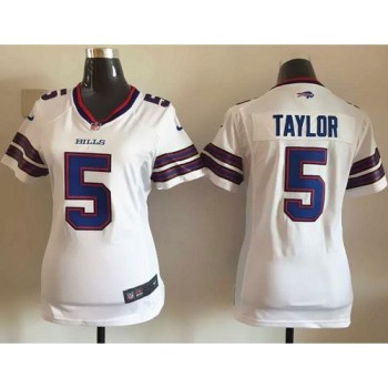 Bills #5 Tyrod Taylor White Women's Stitched NFL Elite Jersey