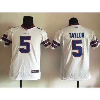 Bills #5 Tyrod Taylor White Youth Stitched NFL New Elite Jersey