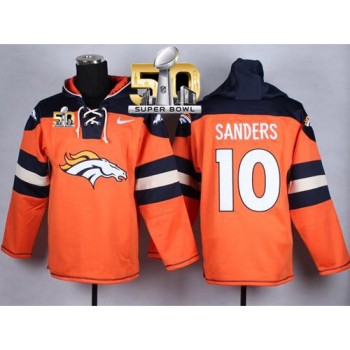 Broncos #10 Emmanuel Sanders Orange Super Bowl 50 Player Pullover NFL Hoodie Broncos #10 Emmanuel Sanders Orange Super Bowl 50 Player Pullover NFL Hoodie