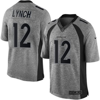Broncos #12 Paxton Lynch Gray Men's Stitched NFL Limited Gridiron Gray Jersey