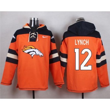 Broncos #12 Paxton Lynch Orange Player Pullover Hoodie Broncos #12 Paxton Lynch Orange Player Pullover Hoodie