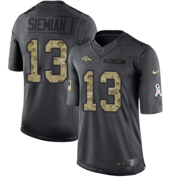 Broncos #13 Trevor Siemian Black Men's Stitched NFL Limited 2016 Salute to Service Jersey