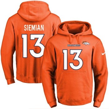 Broncos #13 Trevor Siemian Orange Name & Number Pullover NFL Hoodie Broncos #13 Trevor Siemian Orange Name & Number Pullover NFL Hoodie
