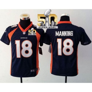 Broncos #18 Peyton Manning Blue Alternate Super Bowl 50 Youth Stitched NFL Elite Jersey Broncos #18 Peyton Manning Blue Alternate Super Bowl 50 Youth Stitched NFL Elite Jersey
