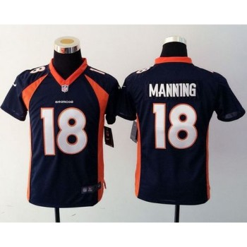Broncos #18 Peyton Manning Blue Alternate Youth Stitched NFL Elite Jersey