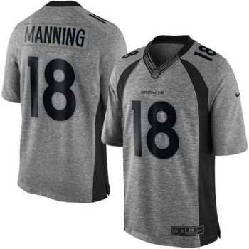 Broncos #18 Peyton Manning Gray Men's Stitched NFL Limited Gridiron Gray Jersey