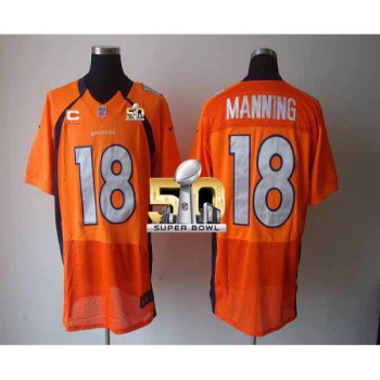 Broncos #18 Peyton Manning Orange Team Color With C Patch Super Bowl 50 Men's Stitched NFL Elite Jersey Broncos #18 Peyton Manning Orange Team Color With C Patch Super Bowl 50 Men's Stitched NFL Elite Jersey