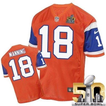 Broncos #18 Peyton Manning Orange Throwback Super Bowl 50 Men's Stitched NFL Elite Jersey Broncos #18 Peyton Manning Orange Throwback Super Bowl 50 Men's Stitched NFL Elite Jersey