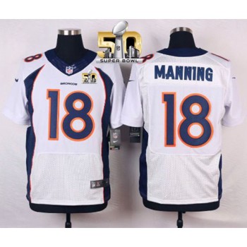 Broncos #18 Peyton Manning White Super Bowl 50 Men's Stitched NFL New Elite Jersey Broncos #18 Peyton Manning White Super Bowl 50 Men's Stitched NFL New Elite Jersey
