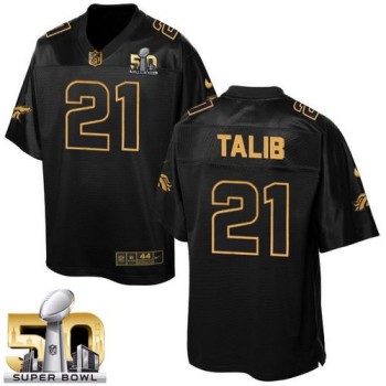 Broncos #21 Aqib Talib Black Super Bowl 50 Men's Stitched NFL Elite Pro Line Gold Collection Jersey