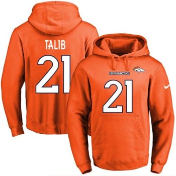 Broncos #21 Aqib Talib Orange Name & Number Pullover NFL Hoodie Broncos #21 Aqib Talib Orange Name & Number Pullover NFL Hoodie