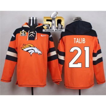 Broncos #21 Aqib Talib Orange Super Bowl 50 Player Pullover NFL Hoodie Broncos #21 Aqib Talib Orange Super Bowl 50 Player Pullover NFL Hoodie