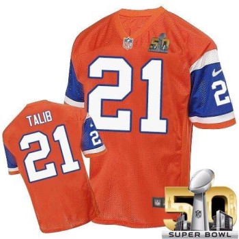Broncos #21 Aqib Talib Orange Throwback Super Bowl 50 Men's Stitched NFL Elite Jersey Broncos #21 Aqib Talib Orange Throwback Super Bowl 50 Men's Stitched NFL Elite Jersey