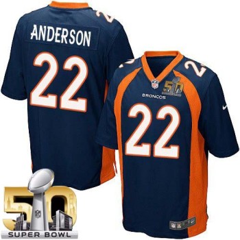 Broncos #22 C.J. Anderson Blue Alternate Super Bowl 50 Youth Stitched NFL New Elite Jersey