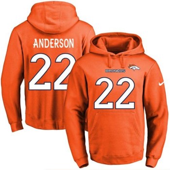 Broncos #22 C.J. Anderson Orange Name & Number Pullover NFL Hoodie Broncos #22 C.J. Anderson Orange Name & Number Pullover NFL Hoodie