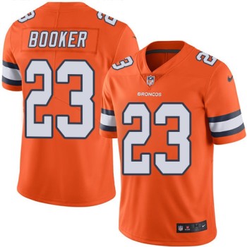Broncos #23 Devontae Booker Orange Men's Stitched NFL Limited Rush Jersey