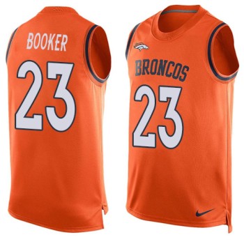 Broncos #23 Devontae Booker Orange Team Color Men's Stitched NFL Limited Tank Top Jersey