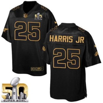 Broncos #25 Chris Harris Jr Black Super Bowl 50 Men's Stitched NFL Elite Pro Line Gold Collection Jersey