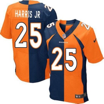 Broncos #25 Chris Harris Jr Orange/Navy Blue Men's Stitched NFL Elite Split Jersey Broncos #25 Chris Harris Jr Orange/Navy Blue Men's Stitched NFL Elite Split Jersey