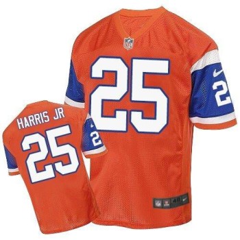 Broncos #25 Chris Harris Jr Orange Throwback Men's Stitched NFL Elite Jersey