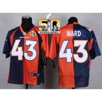 Broncos #43 T.J. Ward Orange/Navy Blue Super Bowl 50 Men's Stitched NFL Elite Split Jersey Broncos #43 T.J. Ward Orange/Navy Blue Super Bowl 50 Men's Stitched NFL Elite Split Jersey