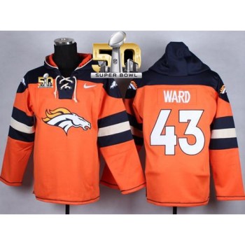 Broncos #43 T.J. Ward Orange Super Bowl 50 Player Pullover NFL Hoodie Broncos #43 T.J. Ward Orange Super Bowl 50 Player Pullover NFL Hoodie