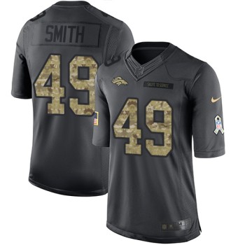 Broncos #49 Dennis Smith Black Men's Stitched NFL Limited 2016 Salute to Service Jersey